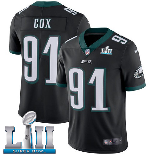 Nike Eagles #91 Fletcher Cox Black Alternate Super Bowl LII Youth Stitched NFL Vapor Untouchable Limited Jersey - Click Image to Close